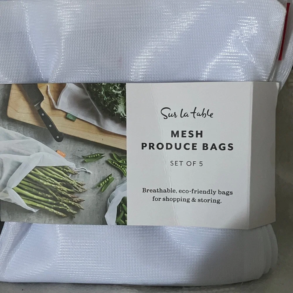 Sur La Table White Mesh Produce Bags Set